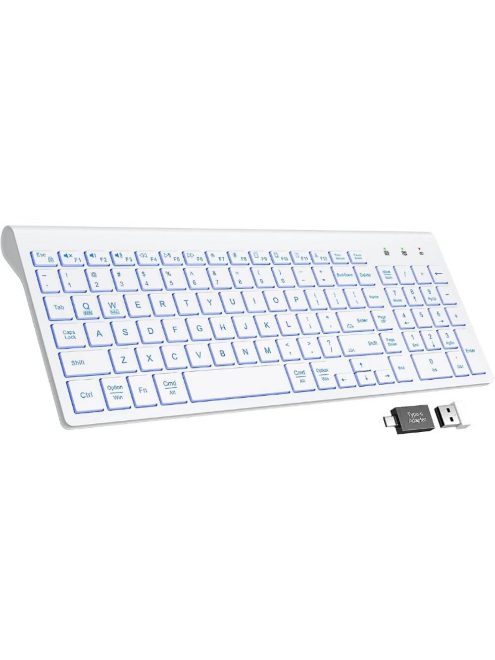 Compact Wireless Keyboard with 7-Color Backlight, Rechargeable, Slim Design